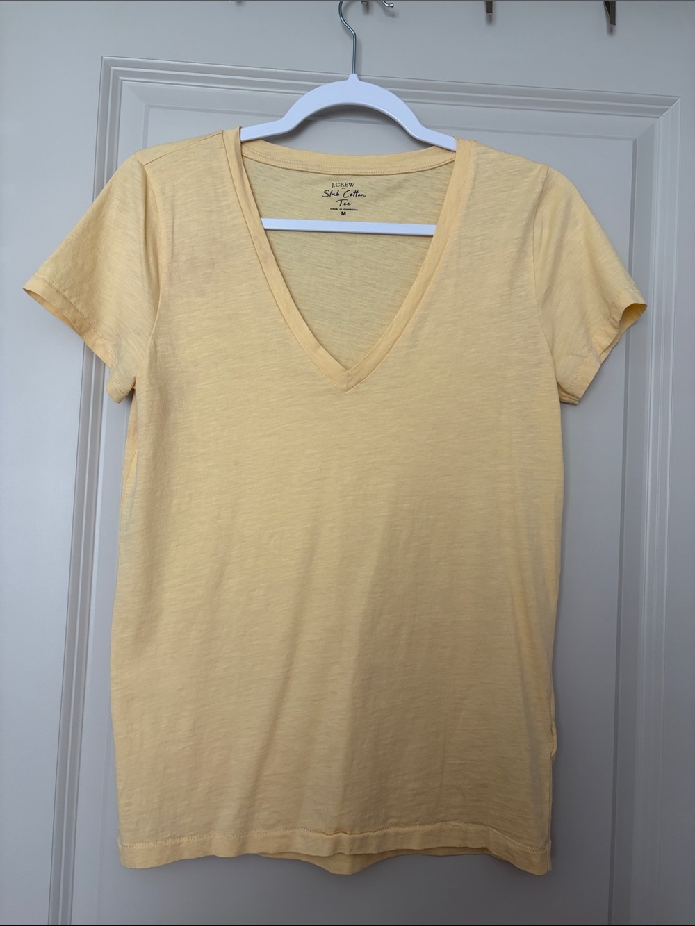 J. Crew Lightweight V-Neck Tee in Pale Yellow